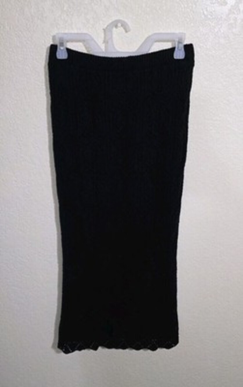 FRESHMAN 1996 Black Knit Midi Skirt, Boho Womens Size M, Diamond Pattern Bodycon